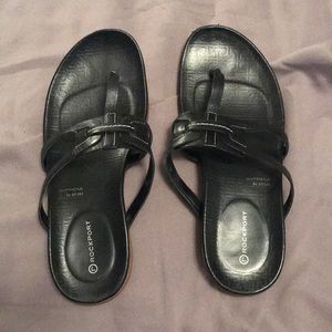 Authentic Black Rockport Leather Sandals